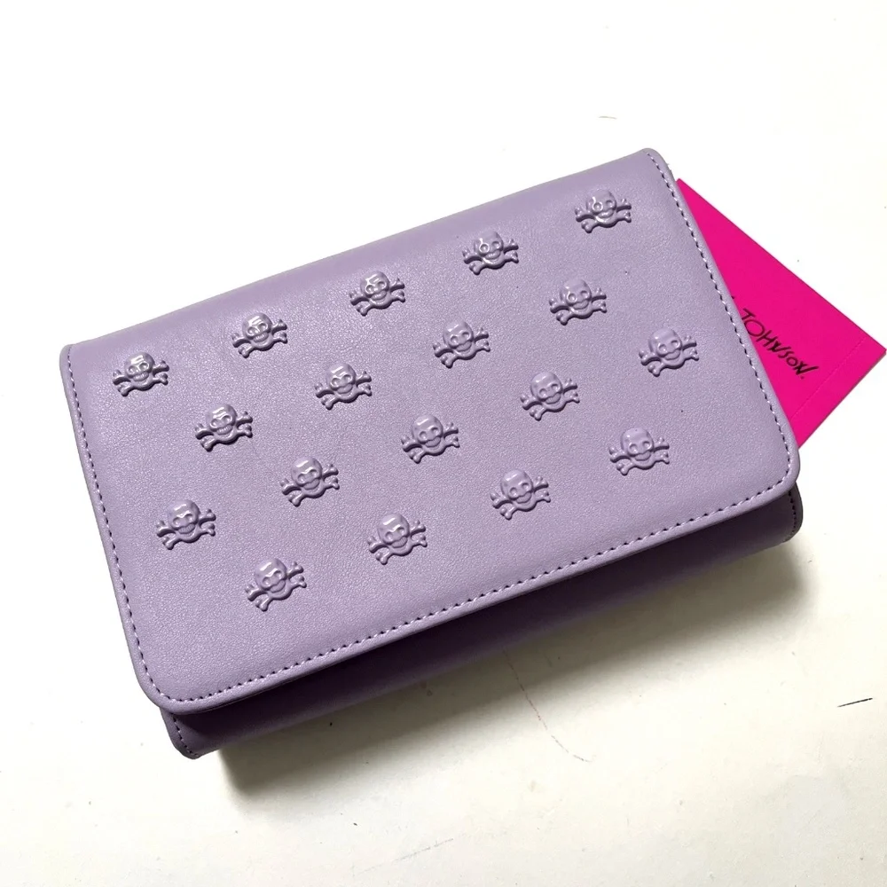 Betsey Johnson Skull Crossbody Bag Lilac Purple Studded Halloween NWT Clutch